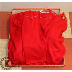 LOT OF RED SCARVES.