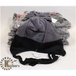 LOT OF GREY AND BLACK TOQUES.