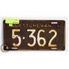 Image 1 : VINTAGE SASKATCHEWAN LICENSE PLATE (1941)