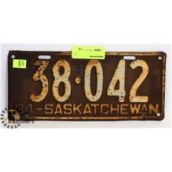 ANTIQUE SASKATCHEWAN LICENSE PLATE (1934)