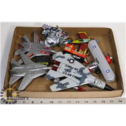 FLAT OF ASSORTED TOY AIRPLANES AND  TRAIN