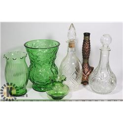 FLAT OF UNIQUE VASES, MADE IN CANADA  DECANTERS,