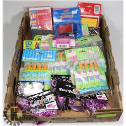 LOT OF ASSORTED PARTY SUPPLIES.