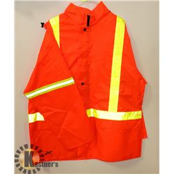 NEW 2XL REFLECTIVE HOODED RAIN JACKET