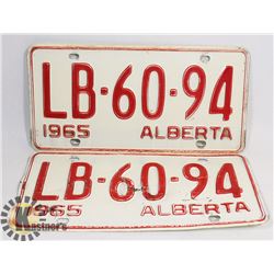 PAIR OF 1965 ALBERTA AUTO LICENSE PLATES
