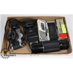 CANON AE1 WITH ZOOM LENS, POWER WINDER, AND MORE..