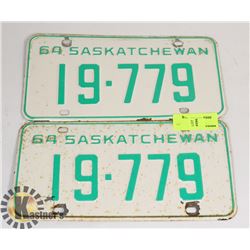 2 VINTAGE SASKATCHEWAN LICENSE PLATES 1964