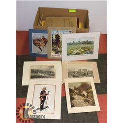 BOX WITH 45 MATTED 19TH & EARLY 20TH CENTURY