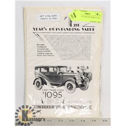 47 ORIGINAL CAR ADS 1920S TO 1931.