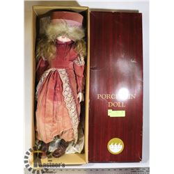 VINTAGE PORCELAIN DOLL, IN ORIGINAL BOX WITH