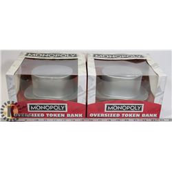 LOT OF 2 COLLECTIBLE MONOPOLY TOPHAT COIN BANKS