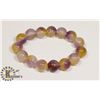 Image 1 : #77-YELLOW,PURPLE BEAD BRACELET 13mm/7.5"