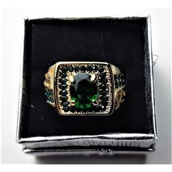 6)  GREEN CZ AND GOLD PLATED SQUARE CUT