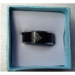 6)  BLACK STAINLESS STEEL MASONIC