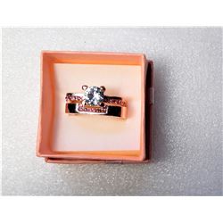 5)  ROSE GOLD PLATED 2 PCE WEDDING SET