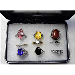 13)  LOT OF 9 DELUXE FASHION RINGS