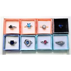 12)  LOT OF 8 DELUXE FASHION RINGS