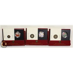 LOT OF 3 ASST ROYAL CANADIAN MINT SILVER COINS.