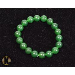 #75-GREEN JADE BEAD BRACELET 10mm/7.5"