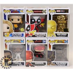 LOT OF 6 ASSORTED FUNKO POP VINYL FIGURES.