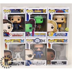 LOT OF 6 ASSORTED FUNKO POP VINYL FIGURES.