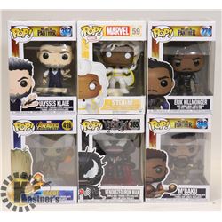 LOT OF 6 ASSORTED FUNKO POP VINYL FIGURES.