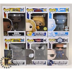 LOT OF 6 ASSORTED FUNKO POP VINYL FIGURES.