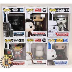 LOT OF 6 ASSORTED FUNKO POP VINYL FIGURES.