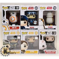 LOT OF 6 ASSORTED FUNKO POP VINYL FIGURES.