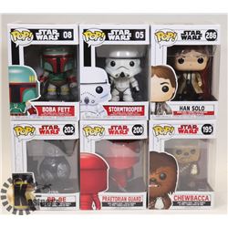 LOT OF 6 ASSORTED FUNKO POP VINYL FIGURES.
