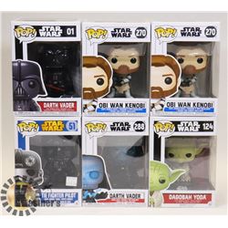 LOT OF 6 ASSORTED FUNKO POP VINYL FIGURES.