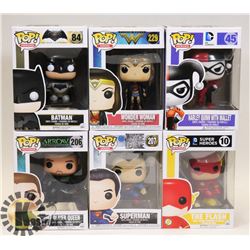 LOT OF 6 ASSORTED FUNKO POP VINYL FIGURES.