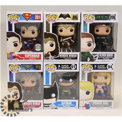 LOT OF 6 ASSORTED FUNKO POP VINYL FIGURES.
