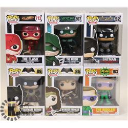 LOT OF 6 ASSORTED FUNKO POP VINYL FIGURES.