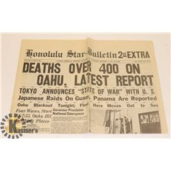 ESTATE HONOLULU STAR NEWSPAPER FROM DEC 7, 1941.
