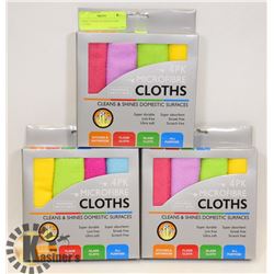 THREE 4 PACKS OF MICROFIBER CLOTHS