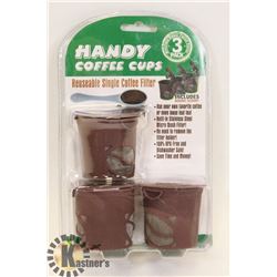NEW 3PACK HANDY COFFEE  CUPS, REUSABLE