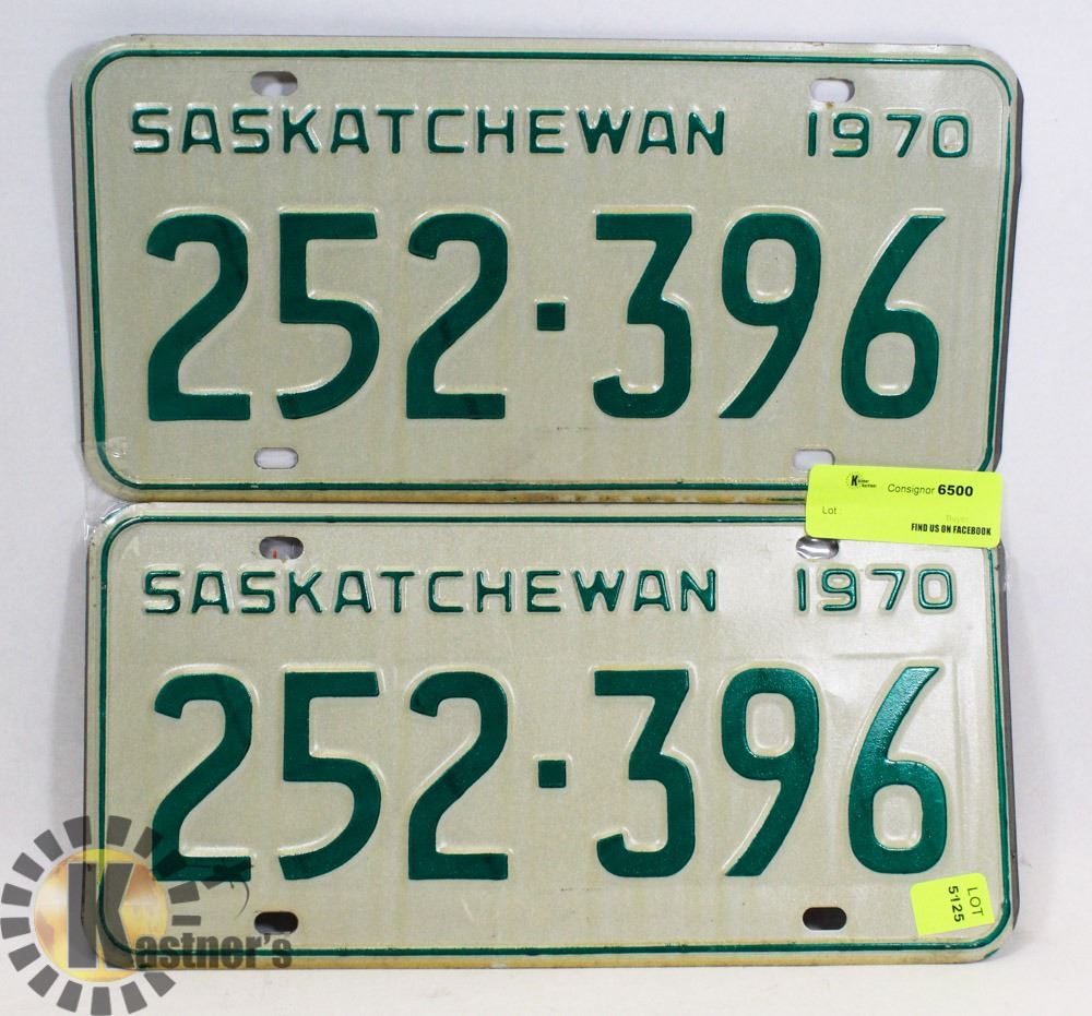 LOT OF 2 1970 SASKATCHEWAN LICENSE PLATES
