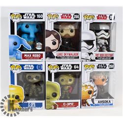 LOT OF 6 ASSORTED FUNKO POP VINYL FIGURES.