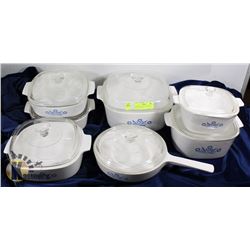 LOT OF 7 ESTATE CORNINGWEAR DISHES WITH LIDS