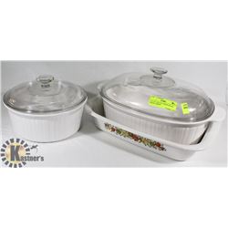 LOT OF 3 ESTATE CORNINGWARE BAKING DISHES