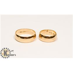 14K GOLD WEDDING RING PAIR SIZE 5.5 AND SIZE 10