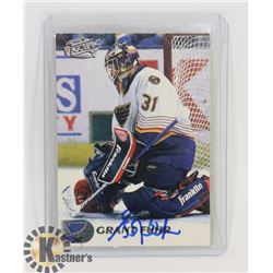 GRANT FUHR AUTOGRAPHED ST. LOUIS BLUES CARD.