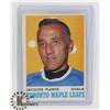 Image 1 : JACQUES PLANTE 70-71 OPC TORONTO MAPLE LEAFS CARD