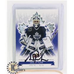 GRANT FUHR AUTOGRAPHED TORONTO MAPLE LEAFS CARD.