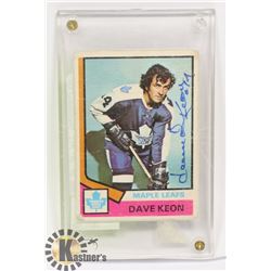 DAVE KEON AUTOGRAPHED TORONTO MAPLE LEAFS CARD.