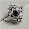 Image 1 : 14K WHITE GOLD SAPPHIRE & DIAMOND ANTIQUE RING