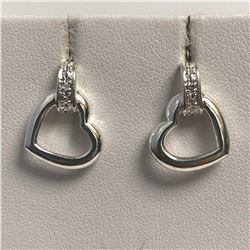 SILVER CUBIC ZIRCONIA HEART EARRINGS