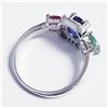 Image 3 : SILVER SAPPHIRE EMERALD RUBY W/ CZ RING