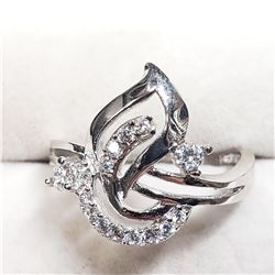 SILVER CUBIC ZIRCONIA  RING (~SIZE 8.75)